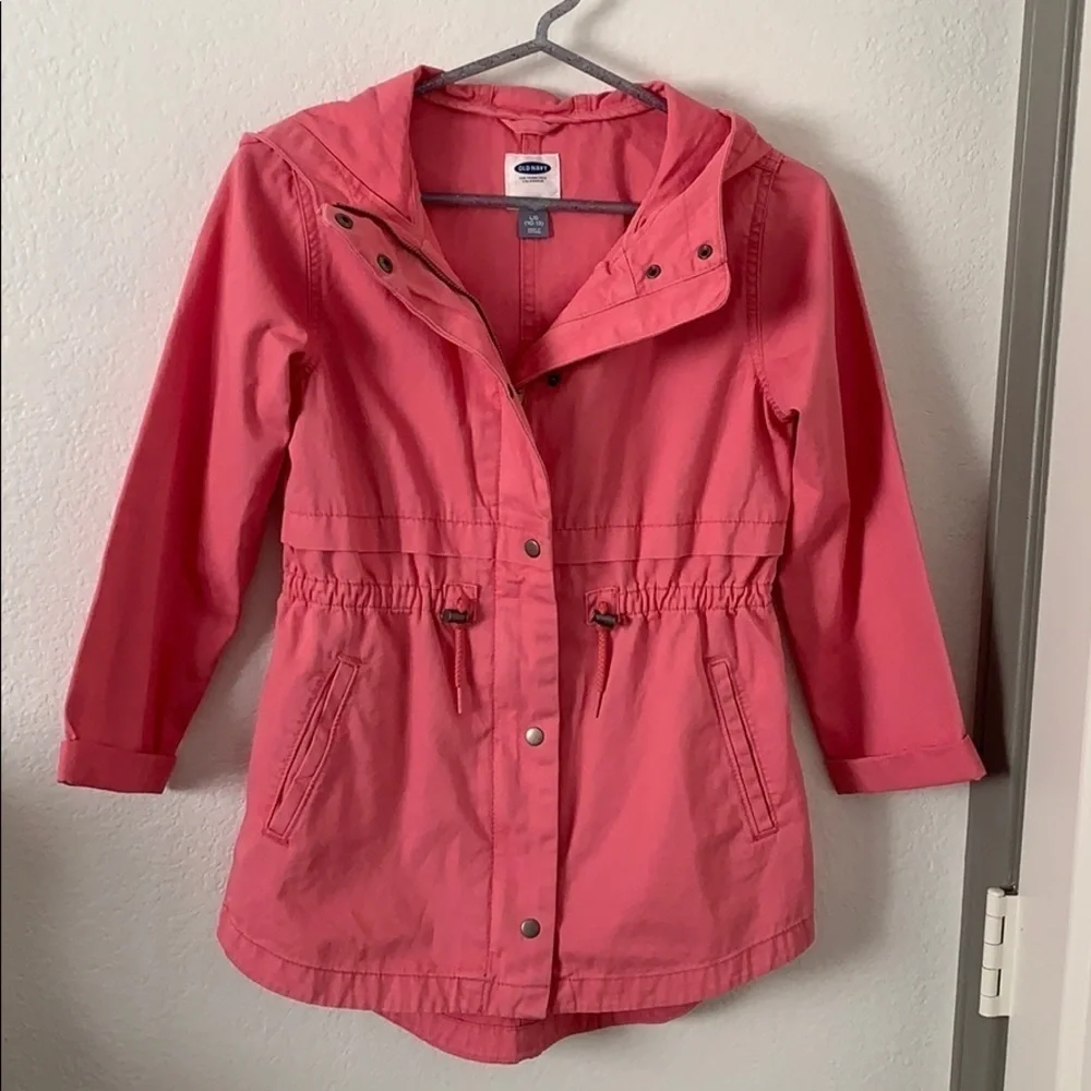 Old Navy Pink Twill Hooded Field Jacket